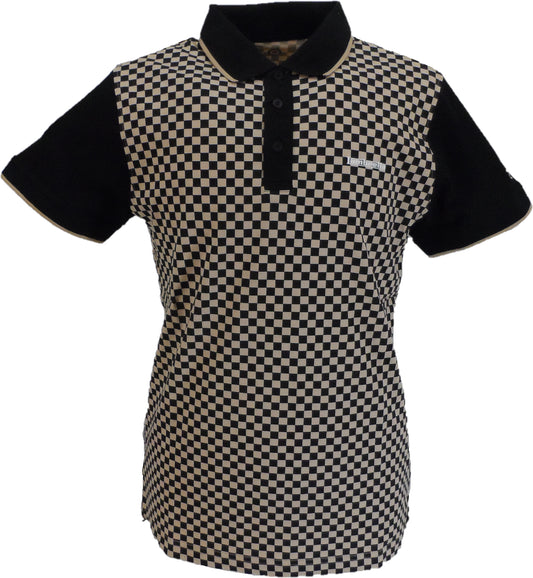 Lambretta Mens Black/Nomad Checkerboard Polo Shirts