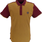 Lambretta Mens Burgundy/Gold Houndstooth Print Cotton Polo Shirts
