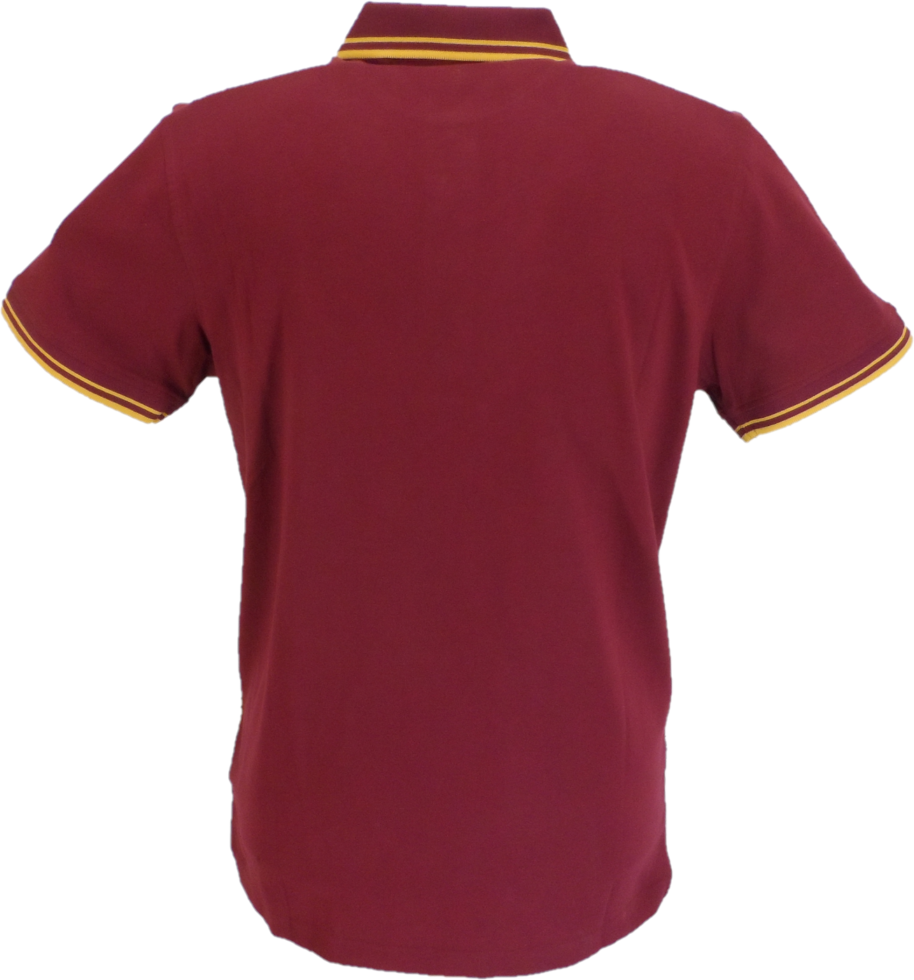 Lambretta Mens Burgundy/Gold Houndstooth Print Cotton Polo Shirts