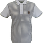Lambretta Mens White Houndstooth Print Cotton Polo Shirts