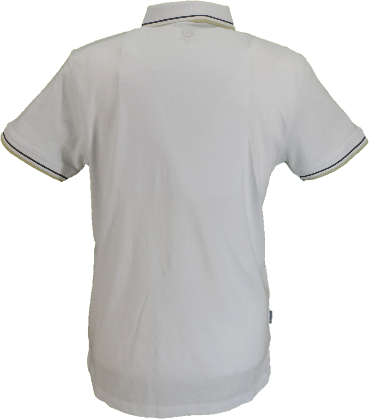 Lambretta Mens White Houndstooth Print Cotton Polo Shirts