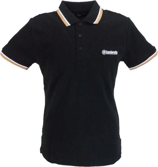 Lambretta Men`s Black Tipped Tipped 100% Cotton Polo Shirts
