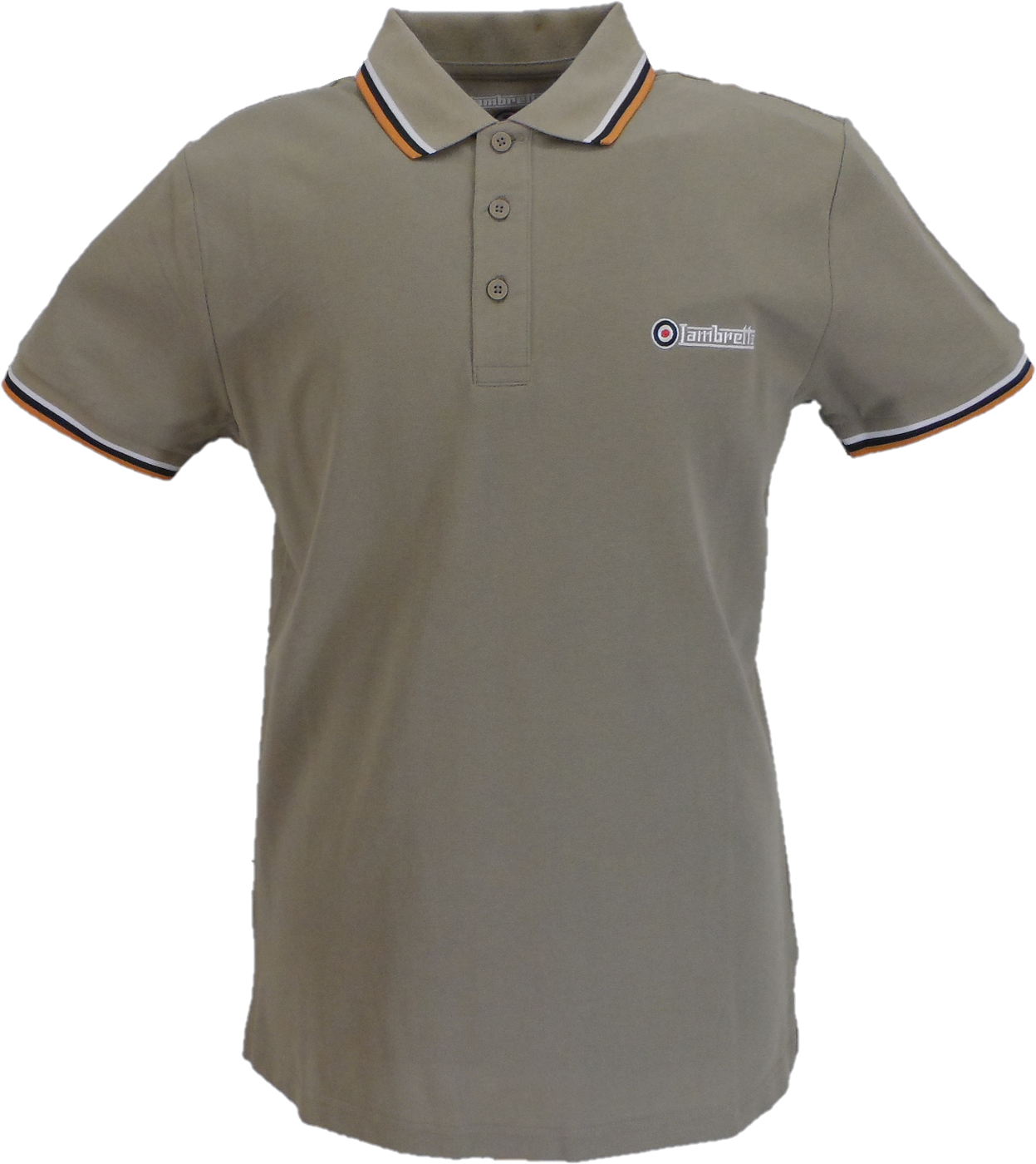 Lambretta Men`s Cashew Brown Tipped Tipped 100% Cotton Polo Shirts