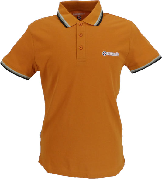 Lambretta Men`s Desert Sun Tipped Tipped 100% Cotton Polo Shirts