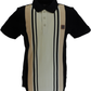 Lambretta Black/Beige Retro Striped Polo Shirts