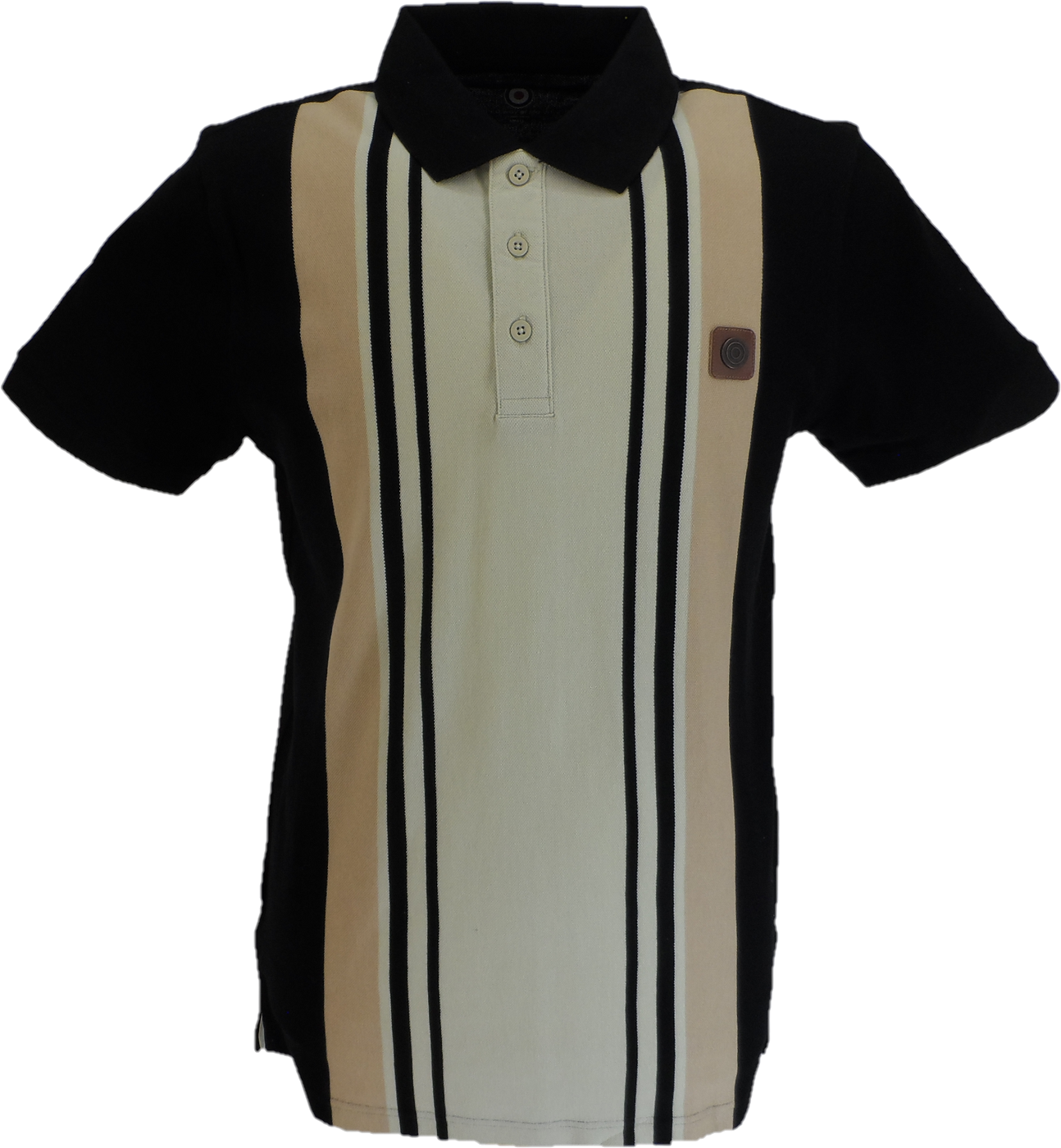 Lambretta Black/Beige Retro Striped Polo Shirts