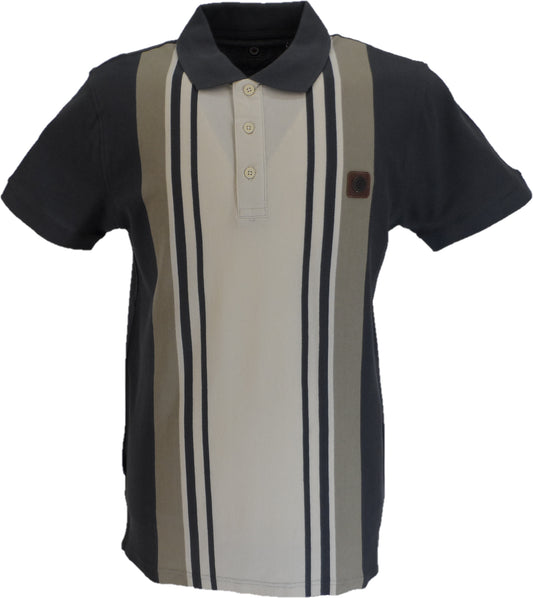 Lambretta Iron Grey Classic Retro Striped Polo Shirts