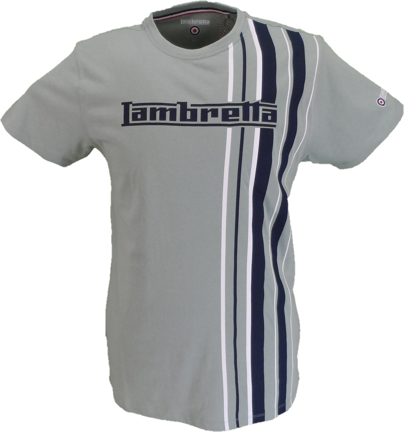 Lambretta Mens Iceberg Green Striped Retro T Shirt