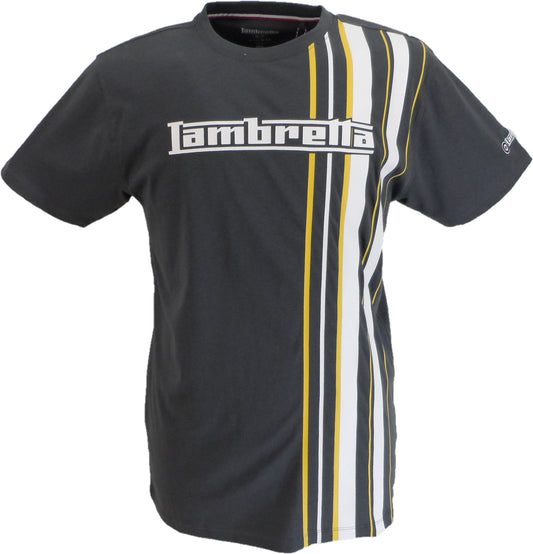 Lambretta Mens Iron Grey Striped Retro T Shirt