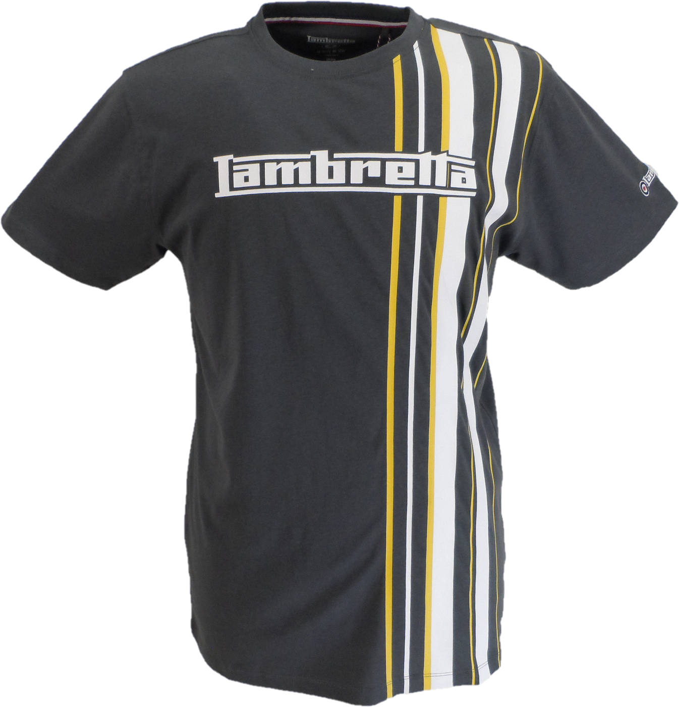 Lambretta Mens Iron Grey Striped Retro T Shirt