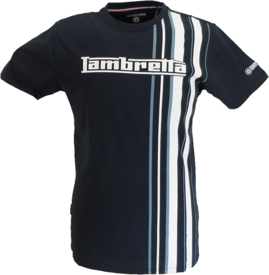 Lambretta Mens Navy Blue Striped Retro T Shirt