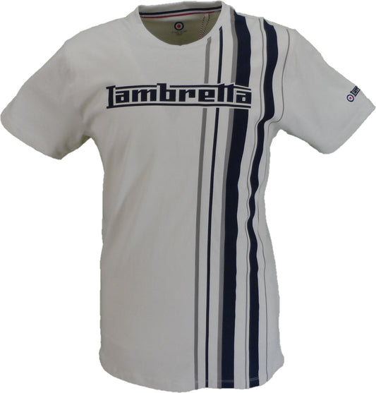 Lambretta Mens Silver Striped Retro T Shirt