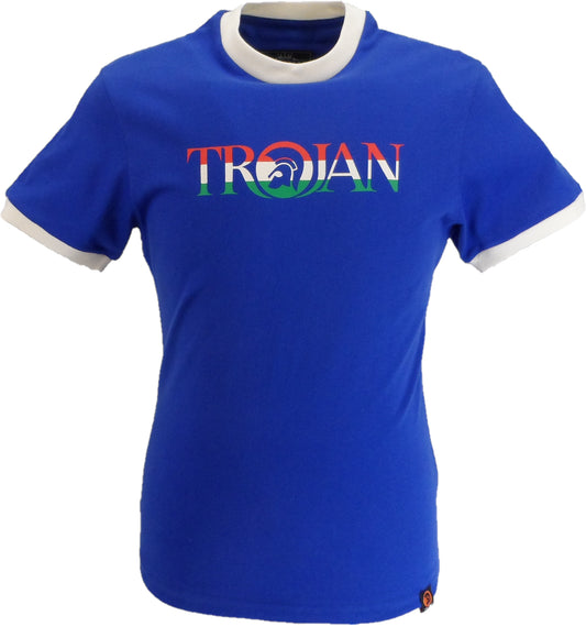 Trojan Mens Cobalt Blue Rasta Logo 100% Cotton Peach T-Shirt