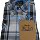 Trojan Mens Black Tartan Short Sleeved Shirts and Pocket Square