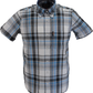 Trojan Mens Black Tartan Short Sleeved Shirts and Pocket Square