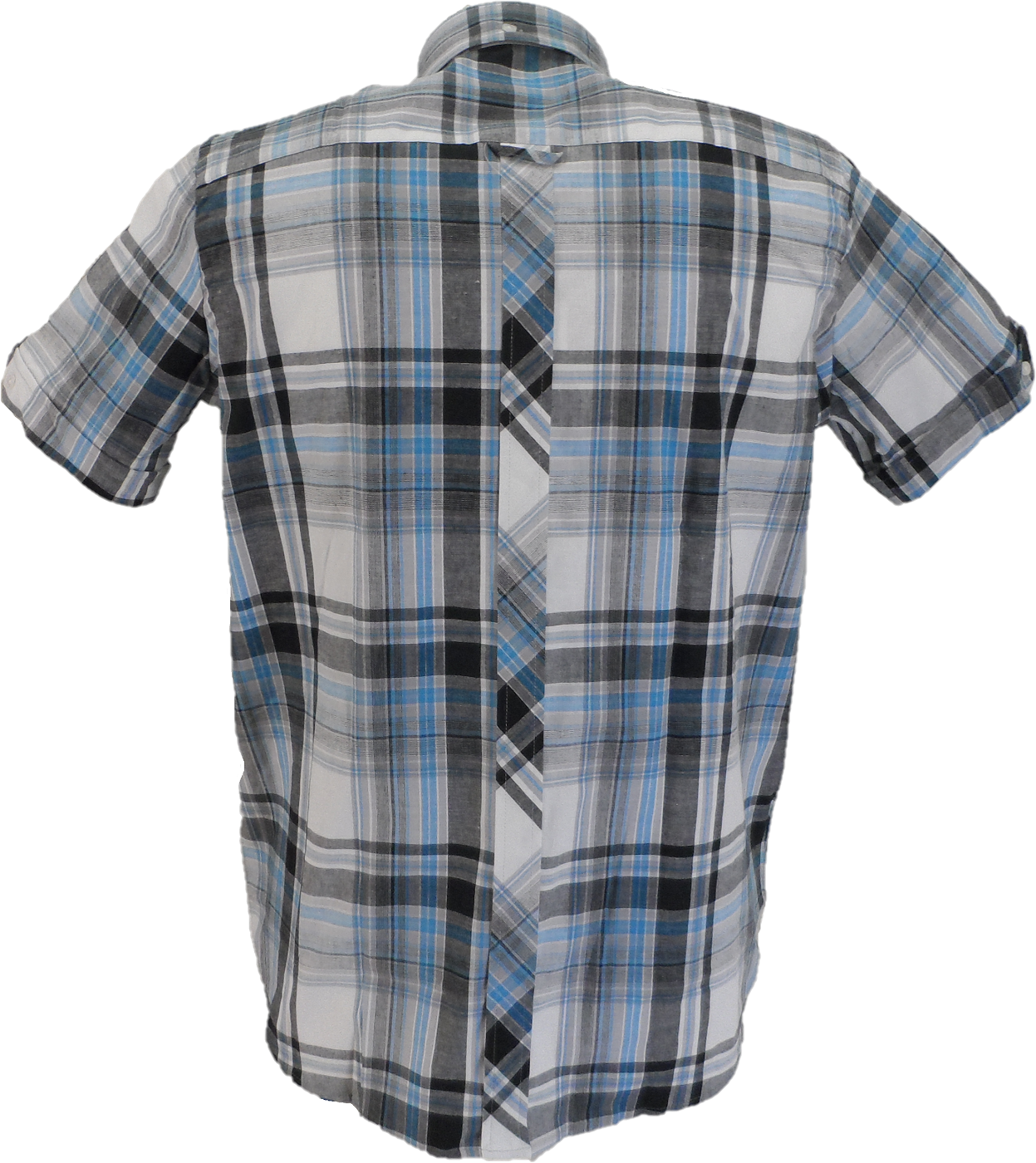 Trojan Mens Black Tartan Short Sleeved Shirts and Pocket Square