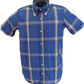 Trojan Mens Blue Large Check Short Sleeved Shirts and Pocket Square
