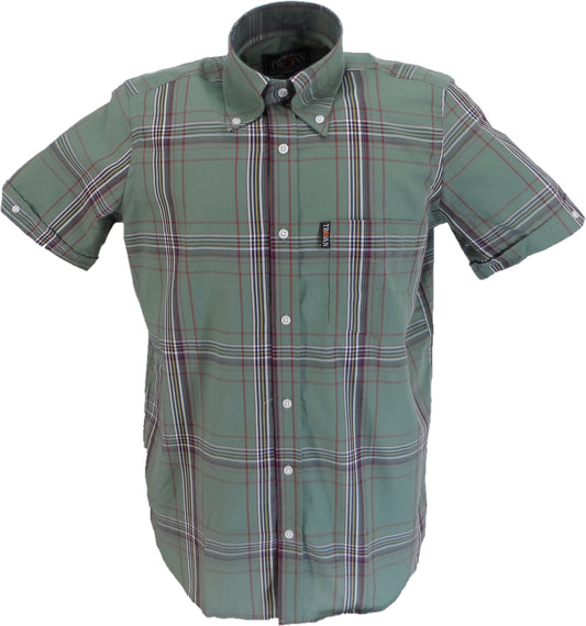 Trojan Mens Green Large Check Short Sleeved Shirts and Pocket Square