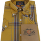 Trojan Mens Mustard Large Check Short Sleeved Shirts and Pocket Square
