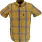 Trojan Mens Mustard Large Check Short Sleeved Shirts and Pocket Square