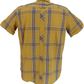 Trojan Mens Mustard Large Check Short Sleeved Shirts and Pocket Square