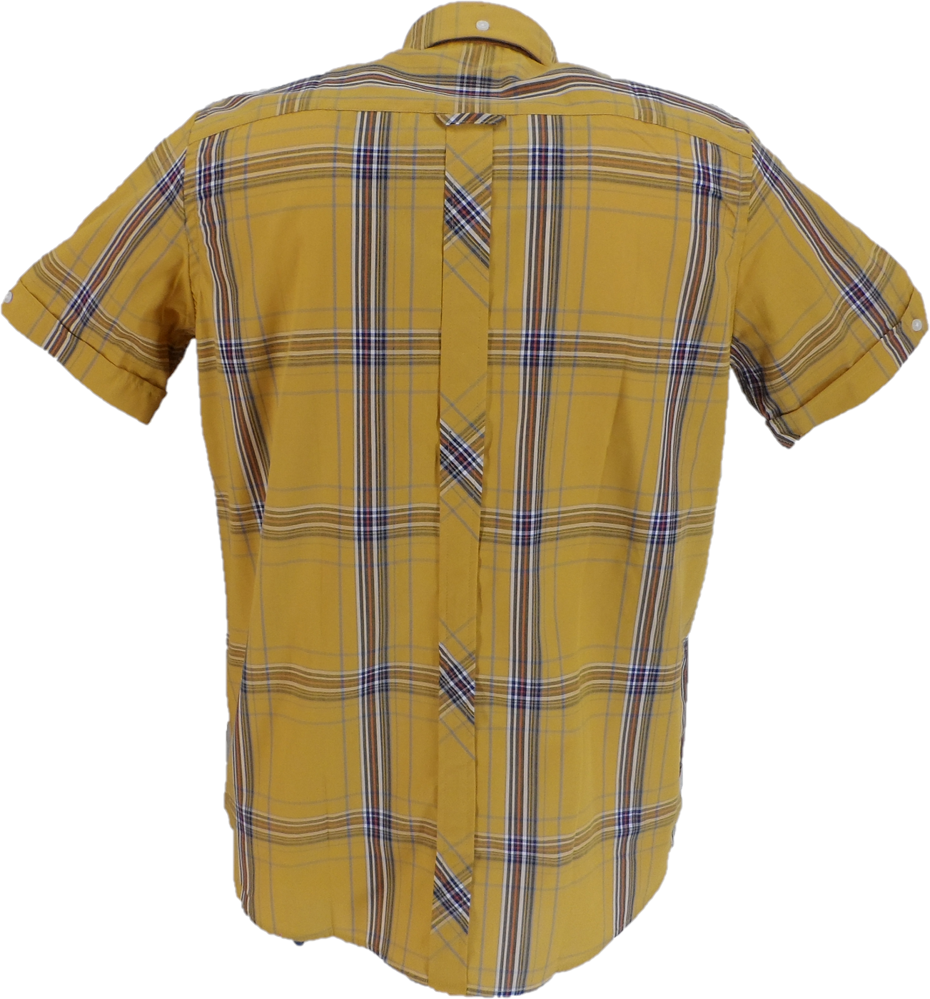 Trojan Mens Mustard Large Check Short Sleeved Shirts and Pocket Square
