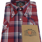 Trojan Mens Port Red Check Short Sleeved Shirts and Pocket Square