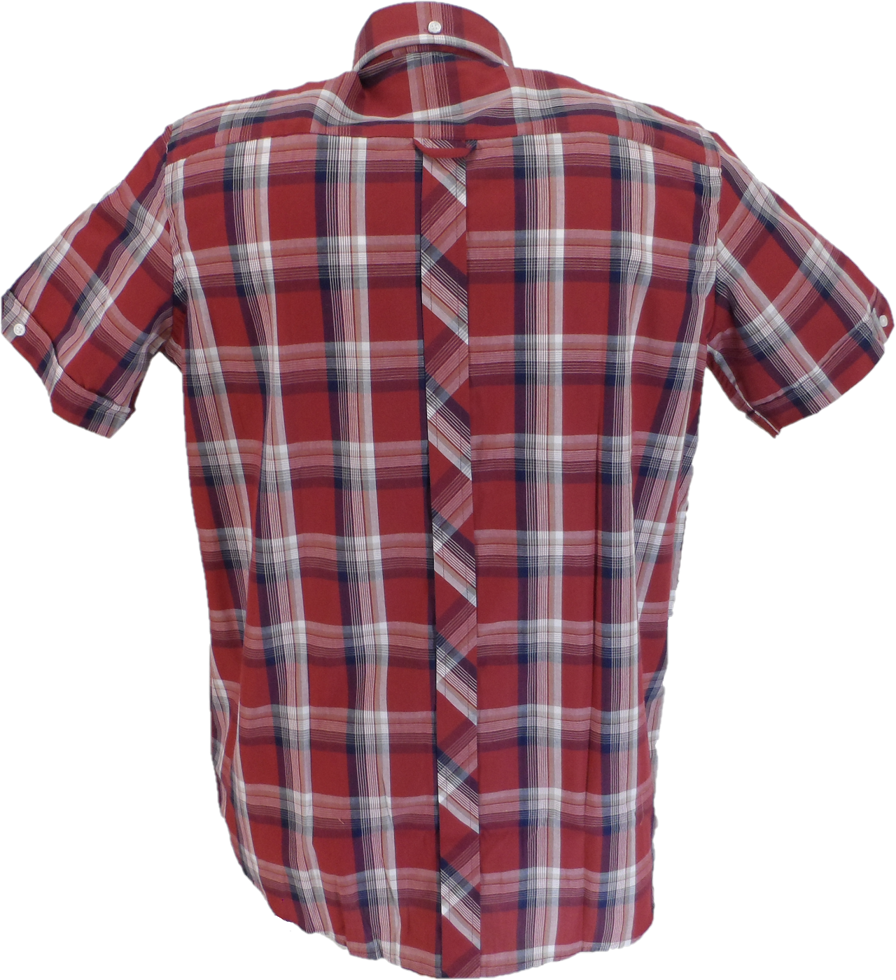 Trojan Mens Port Red Check Short Sleeved Shirts and Pocket Square