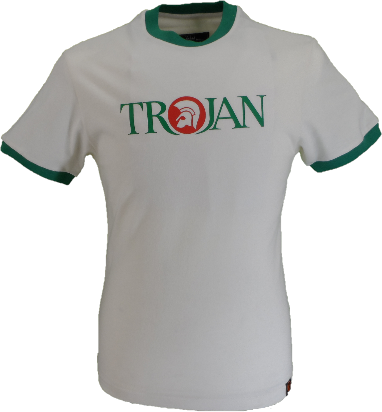 Trojan Mens Ecru Rasta Logo 100% Cotton Peach T-Shirt