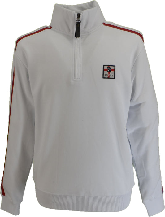 Trojan Mens White Quarter Zip St George Sweat Top