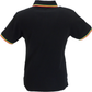 Trojan Mens Black Rasta Flag Badge Twin Tipped Polo Shirt