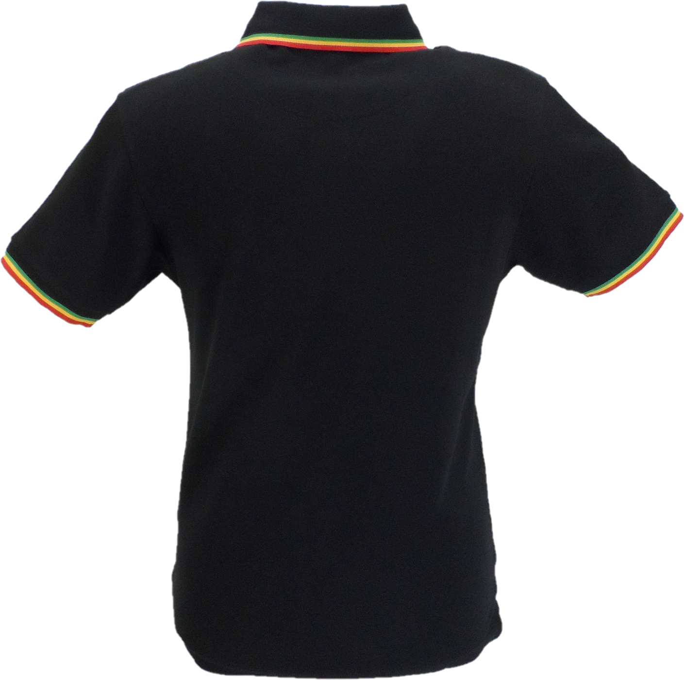 Trojan Mens Black Rasta Flag Badge Twin Tipped Polo Shirt