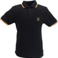 Trojan Mens Black Rasta Flag Badge Twin Tipped Polo Shirt