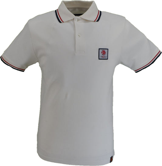 Trojan Mens Ecru Flag Badge Twin Tipped Polo Shirt
