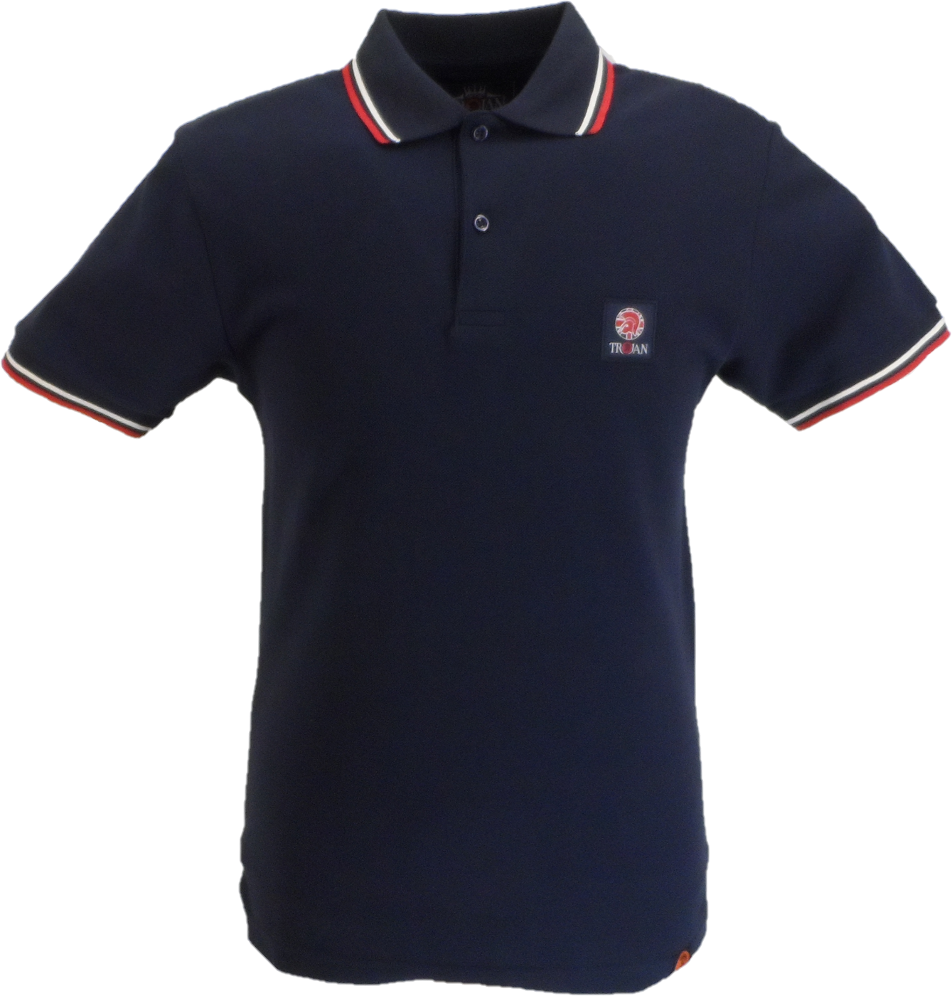 Trojan Mens Navy Flag Badge Twin Tipped Polo Shirt
