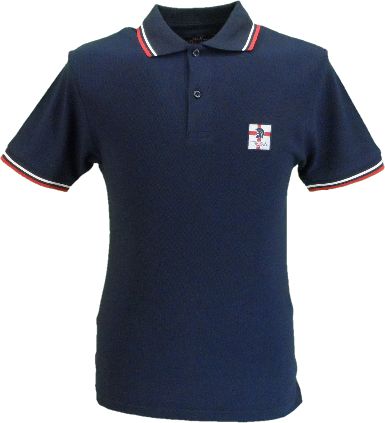 Trojan Mens Navy Blue St George Badge Twin Tipped Polo Shirt