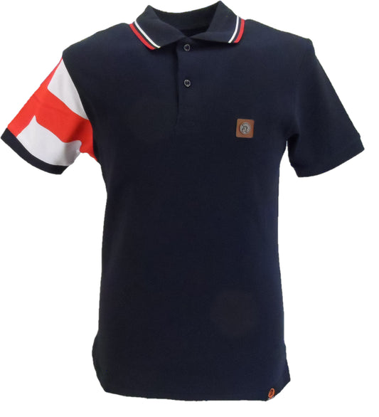 Trojan Mens Navy George Flag Twin Tipped Polo Shirt