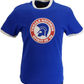 Blue t-shirt with Trojan Records logo on a white background
