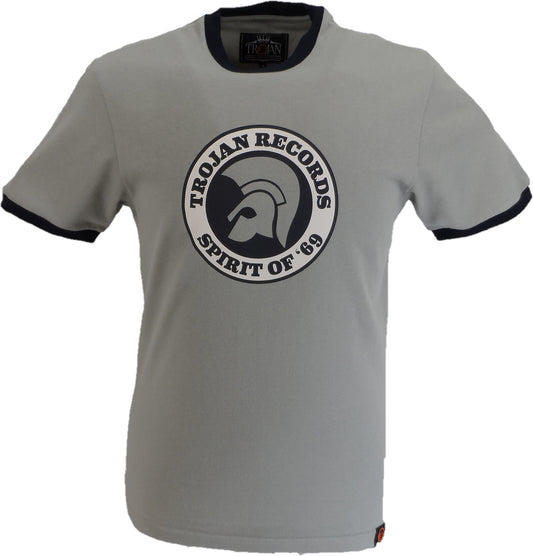 Trojan Mens Grey Spirit of 69 100% Cotton Peach T-Shirt