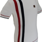 Trojan Mens Ecru Textured Racing Stripe Short Sleeved Turtle Neck