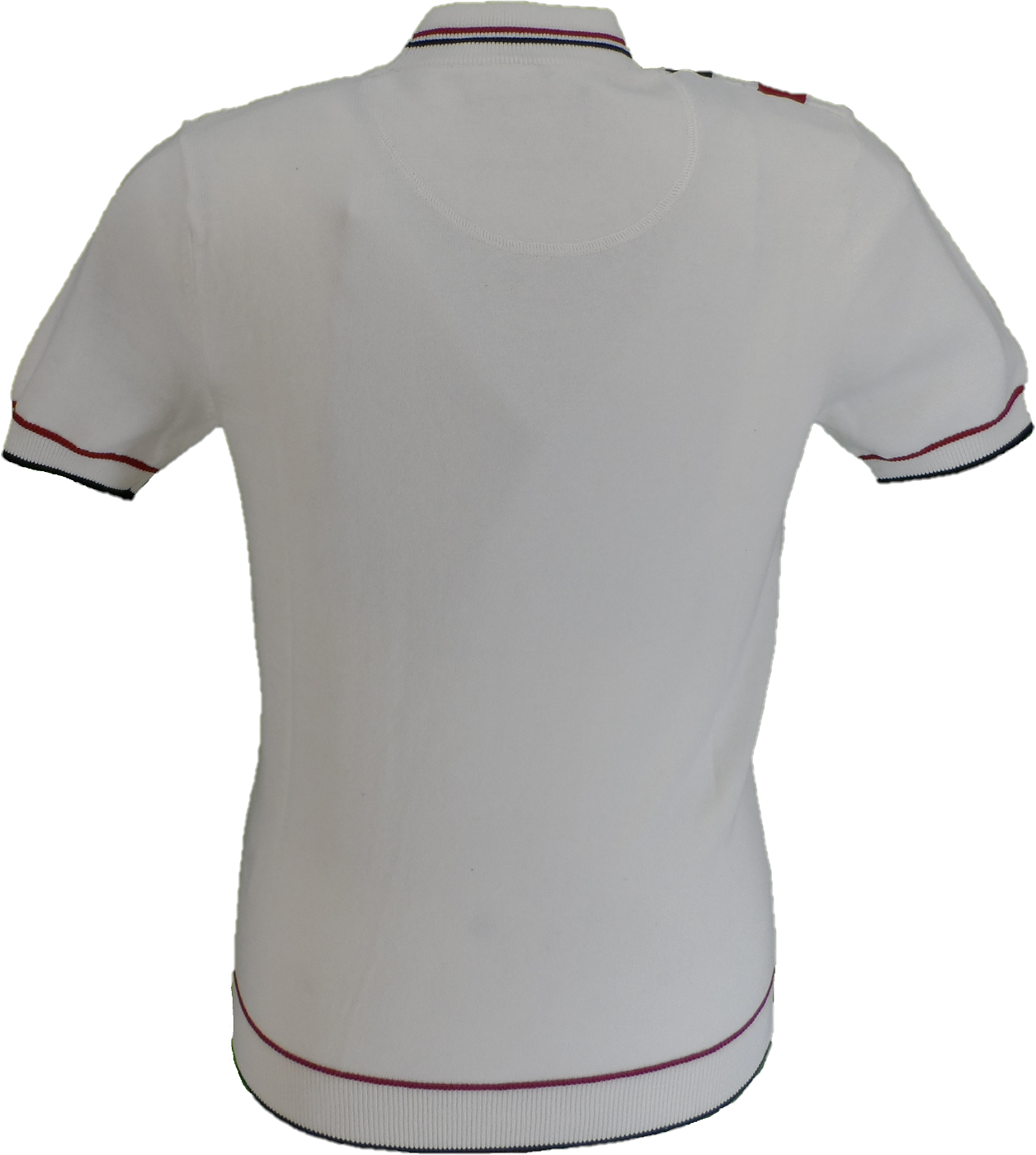 Trojan Mens Ecru Textured Racing Stripe Short Sleeved Turtle Neck