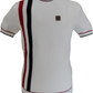Trojan Mens Ecru Textured Racing Stripe Short Sleeved Turtle Neck
