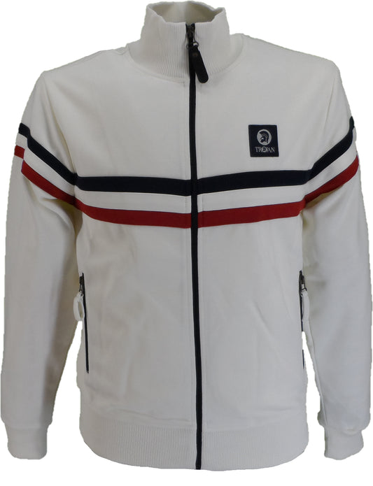 Trojan Mens Ecru Retro Stripe Track Top Track Tops