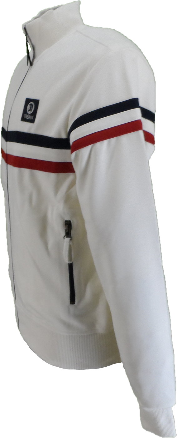 Trojan Mens Ecru Retro Stripe Track Top Track Tops