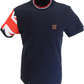 Trojan Mens Navy Blue Flag Print Tipped Pique T Shirt