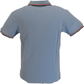 Trojan Mens Powder Blue Rib Chrome-effect Zip Tipped Polo Shirt
