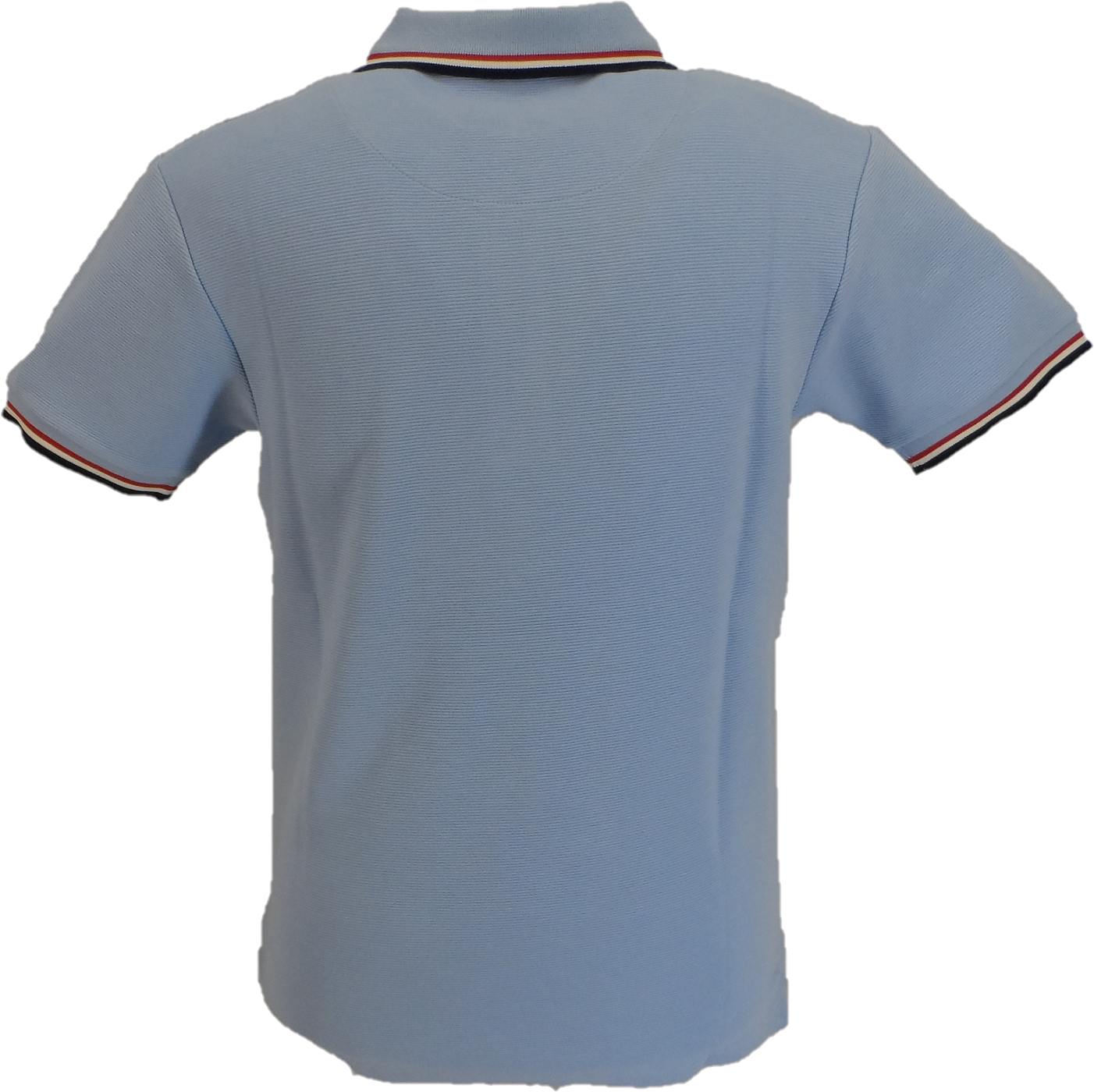 Trojan Mens Powder Blue Rib Chrome-effect Zip Tipped Polo Shirt