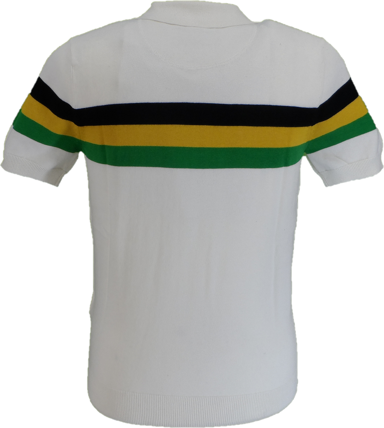 Trojan Mens Ecru Short Sleeved Zip Up Stripe Cardigan