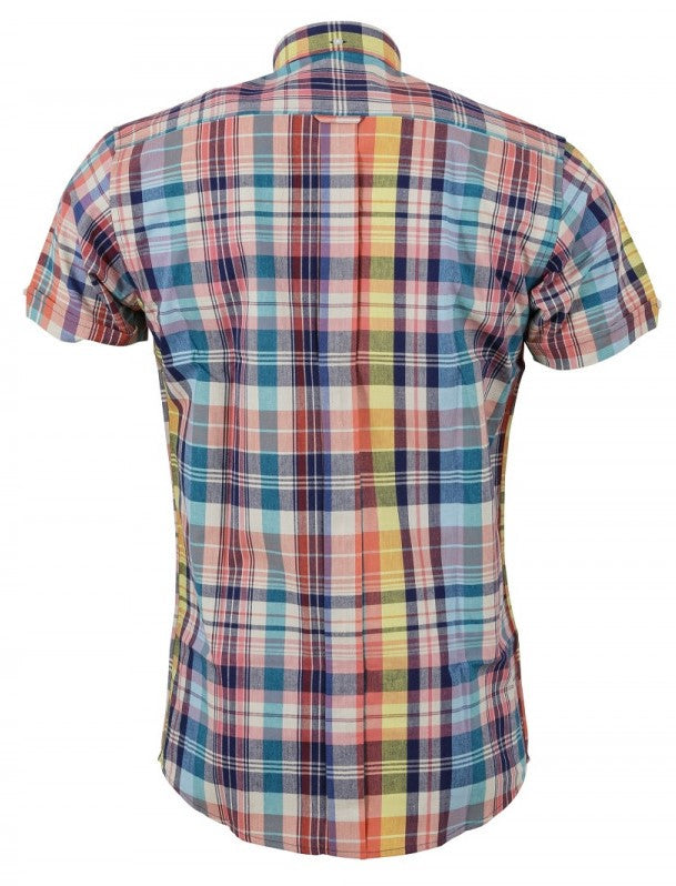 Relco Ladies Retro Multi Check Button Down Short Sleeved Shirts