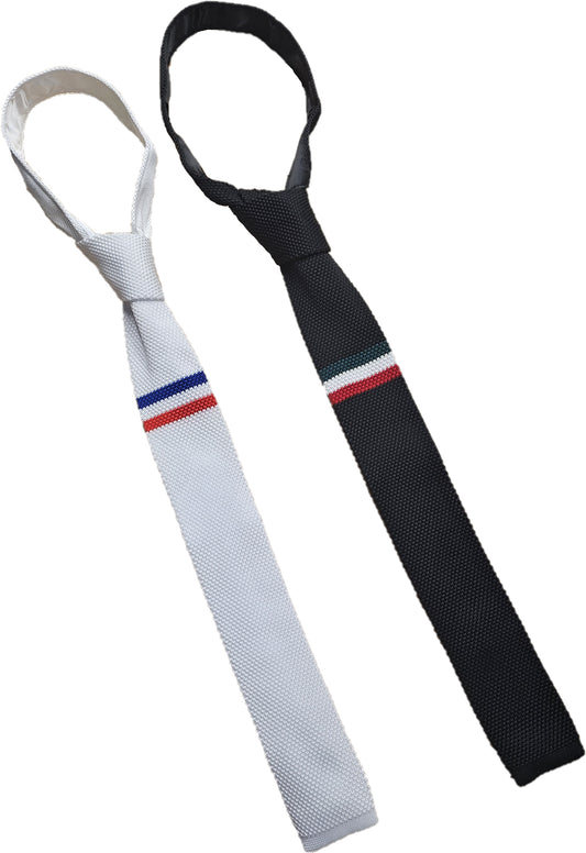 Mazeys Mens Retro Mod Square End 3 Striped Knitted Ties